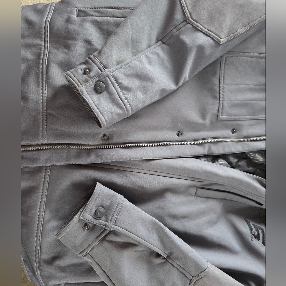 Men's Gray Softshell Snap-On Jacket - image 3